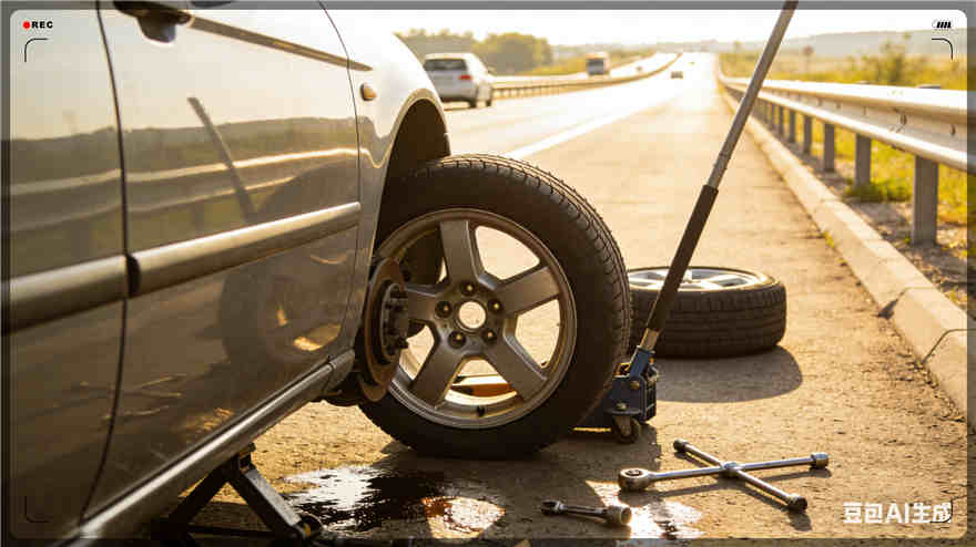 井陉矿高速公路扎胎-汽车流动补胎